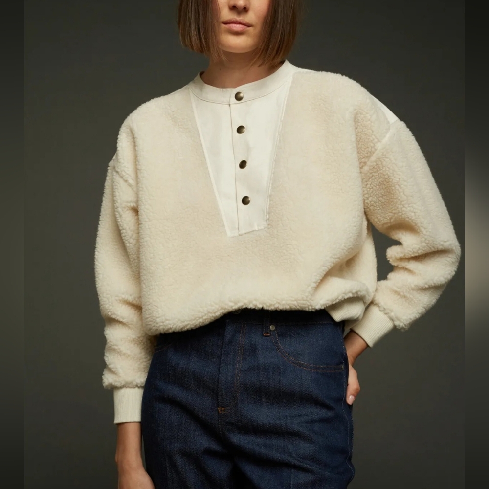 Soeur Cream Fleece Knit Sweater